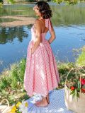 EVE Polka Dot Print Halterneck Big Swing Maxi Dress SH-391574