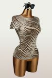 EVE Mesh Print Short Sleeve T Shirt YWXS-J25TP469