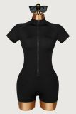 EVE Solid Color Short Sleeve Zipper Romper YWXS-K26L2530