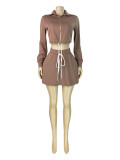 EVE Zipper Long Sleeve Drawstring Top Skirts Suit(safety pants) CH-26027