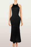 EVE Solid Color Hollow Out Maxi Dress YWXS-K26L2134