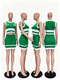 EVE Knits Contrast Color Sleeveless 2 Piece Skirts Set TR-1369