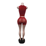 EVE Solid Color Tank Top Two Piece Shorts Set MEM-88706