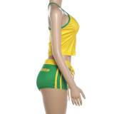 EVE Letter Print Casual Sport Two Piece Shorts Set XEF-K6S11109A