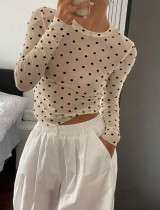 EVE Polka Dot Print Long Sleeve Top YWXS-K25L1781