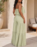 EVE Solid Color Slint Top Wide Leg Pants 2 Piece Set HNIF-YY042