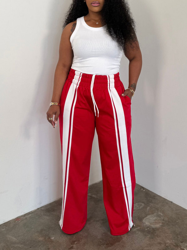 EVE Contrast Color Stripe Drawstring Pants HNIF-MC037