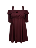EVE Plus Size Ruffles Off Shoulder Midi Dress GAWE-6764