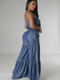 EVE Fashion Sling Denim Wide Leg Jumpsuit GXRF-QC161