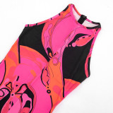 EVE Print Sleeveless Zipper Jumpsuit MXBF-J26JP232