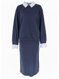 EVE Stripe Lapel Long Sleeve Sweatshirt Long Skirt Suit HNIF-ZM006