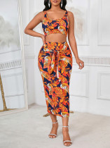 EVE Print Sleeveless Tank Top Long Skirt Suit cGYLY-9475