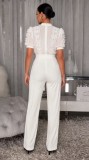 EVE Short Sleeve Patchwork Wide Leg Jumpsuit OSM-4504