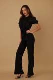 EVE Short Sleeve Patchwork Wide Leg Jumpsuit OSM-4504