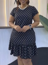 EVE Polka Dot Print Zipper Midi Dress GYLY-11155-1