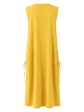 Solid Color V Neck Sleeveless Maxi Dress HNIF-TY039