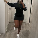 EVE Stripe Sport Long Sleeve Mini Dress HNIF-MC011