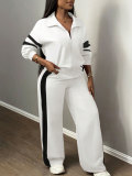 EVE Stripe Color Block Sport Two Piece Pants Set QYMF-SY005