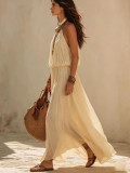 EVE Sleeveless Solid Color Maxi Dress GWDS-260616