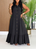 EVE Sleeveless Solid Color Ruffles Long Dress HNIF-MC036