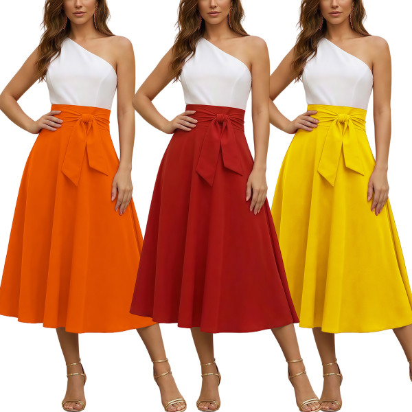 EVE Solid Color Casual Long Skirt QYMF-5072