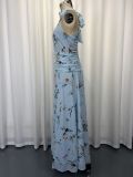 EVE Halterneck Print Bow-tie Long Dress GWDS-260511
