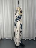 EVE Sleeveless Halterneck Print Loose Jumpsuit GWDS-260526