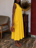 Solid Color V Neck Sleeveless Maxi Dress HNIF-TY039