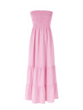 EVE Solid Color Ruched Tube Top Maxi Dress HNIF-MC026