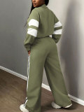 EVE Stripe Color Block Sport Two Piece Pants Set QYMF-SY005