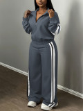 EVE Stripe Color Block Sport Two Piece Pants Set QYMF-SY005