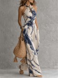EVE Sleeveless Halterneck Print Loose Jumpsuit GWDS-260526