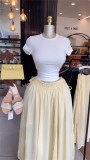 EVE Solid Color Tie Up Long Skirt GCNE-75291