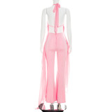 EVE Chiffon Patchwork Halterneck Jumpsuit GSZM-D26JP193