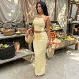 EVE Solid Color Halterneck Vest Long Skirts 2 Piece Set GZJQ-K6S08716A