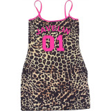 EVE Letter Leopard Print U Neck Mini Dress DLSF-K6D11196A