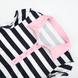 EVE Stripe Contrast Color Lapel Two Piece Short Set MXBF-Y26ST233