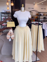 EVE Solid Color Tie Up Long Skirt GCNE-75291