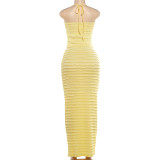 EVE Solid Color Halterneck Vest Long Skirts 2 Piece Set GZJQ-K6S08716A