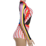 EVE Polka Dot Print Contrast Color Short Suit DLSF-K6S10838A