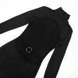 EVE Solid Color Long Sleeve Backless Mini Dress GSZM-D26DS232