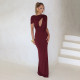 EVE Solid Color Single Shoulder Hollow Out Maxi Dress GSZM-D26DS216
