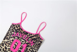 EVE Letter Leopard Print U Neck Mini Dress DLSF-K6D11196A