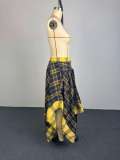 EVE High Waist Plaid Print Irregular Half Body Skirt GCNE-75267