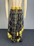 EVE High Waist Plaid Print Irregular Half Body Skirt GCNE-75267