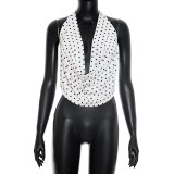 EVE Polka Dot Print Halterneck Backless Top GDSF-D26TP190