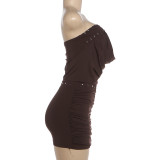 EVE Solid Color Wrap Chest Top Two Piece Skirts Set GZJQ-K6S11115A