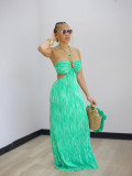 EVE Sexy Stripe Print Halterneck Beach Maxi Dress BMF-881