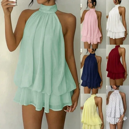 EVE Sleeveless Halterneck Tie Up Mini Dress GSRX-715