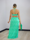 EVE Sexy Stripe Print Halterneck Beach Maxi Dress BMF-881